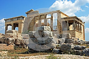 Erechtheion building on top of the Acropole, in Athens, Greece