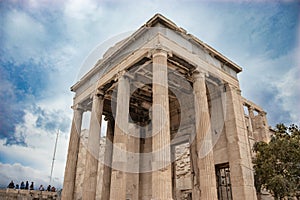 Erechtheion or Erechtheum ancient Greek temple on the north side of the Acropolis of Athens in Greece dedicated to Athena and