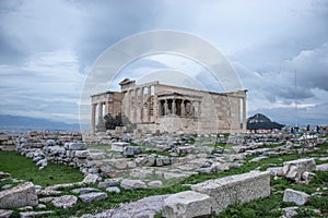 Erechtheion or Erechtheum ancient Greek temple on the north side of the Acropolis of Athens in Greece dedicated to Athena and