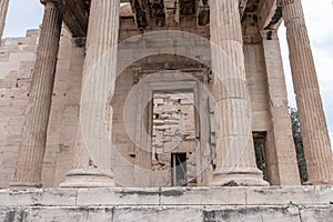 Erechtheion or Erechtheum ancient Greek temple on the north side of the Acropolis of Athens in Greece dedicated to Athena and