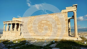 The Erechtheion or Erechtheum Temple in Acropolis , Athens