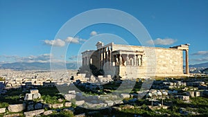 The Erechtheion or Erechtheum Temple in Athens, Greece