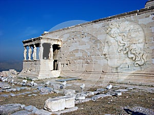 Erechtheion temple Acropolis in Athens with Caryatides, Greece