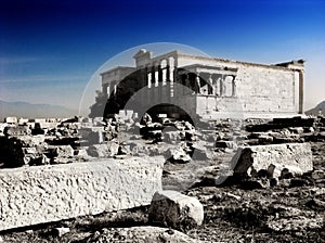 Erechtheion temple Acropolis in Athens with Caryatides, Greece