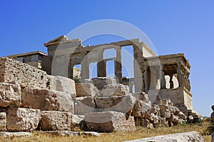 Erechtheion temple Acropolis,Caryatids, Athens Greece