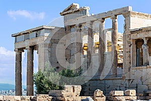 Erechtheion temple on Acropolis Hill, Athens Greece