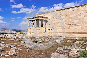 Erechtheion temple on Acropolis Hill, Athens Greece