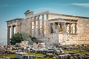 Erechtheion temple with Caryatid Porch on the Acropolis, Athens, Greece