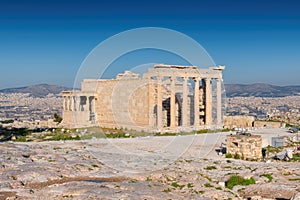 Erechtheion temple in the Acropolis at Athens. Greece