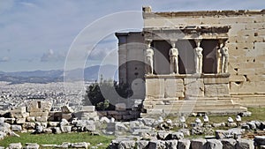 The Erechtheum on the Acropolis, Athens, Greece.