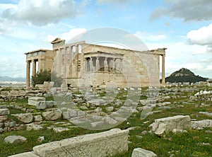 The Erechtheum or the Erechtheion, an Ancient Ionic Temple on the Acropolis of Athens