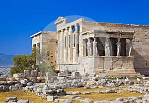 Erechtheum temple in Acropolis at Athens, Greece photo