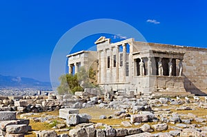 Erechtheum temple in Acropolis at Athens, Greece photo