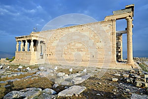 Erechtheum temple, Parthenon of Acropolis in Athens