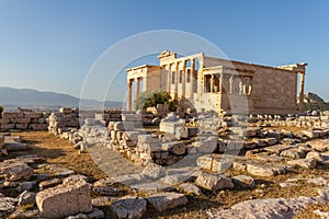 Erechtheum temple ruins on the Acropolis in Athens, Greece