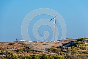 Erectable wind turbines of Coral Bay used for seawater desalination