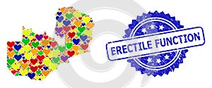 Erectile Function Rubber Badge and Vibrant Lovely Mosaic Map of Zambia for LGBT
