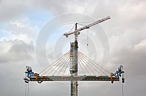 Erecting Cable Stayed Bridge in Progress