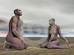 erectus couple- 3D render