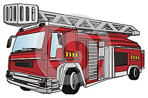 One red fire truck