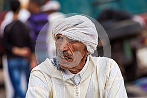 Erfoud, Morocco - Oct 19, 2019: local residents at the Road of a Thousand Kasbahs in their activities on the streets