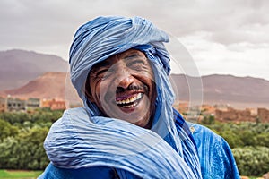 Erfoud, Morocco - Oct 19, 2019: local residents at the Road of a Thousand Kasbahs in their activities on the streets