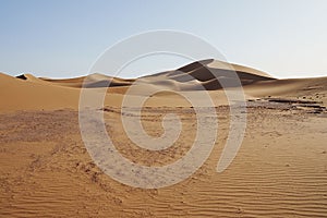 Erg Chigaga dunes on Sahara desert in african southeastern MOROCCO