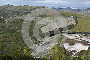 Ergaki national park mountains. Hanging stone photo