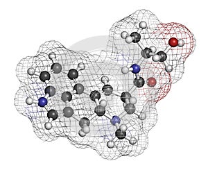 Ergometrine drug molecule. Used to prevent bleeding after childbirth (postpartum haemorrhage). Atoms are represented as spheres photo