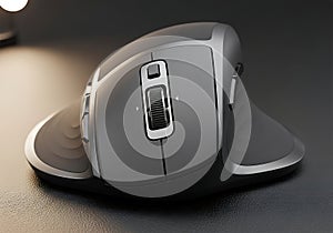 Ergonomic computer mouse on dark textured surface