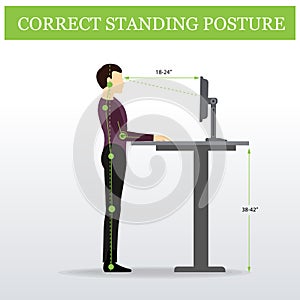 Ergonomic. Correct standing posture and Height adjustable table