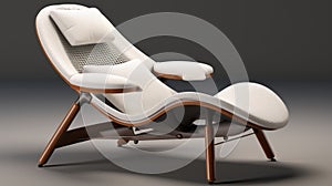 Ergonomic Wooden Chair With White Pillows - Octane Render Style