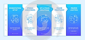 Ergonomic workplace design onboarding vector template