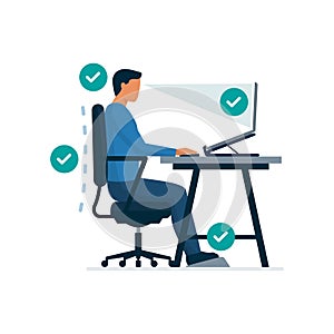 Ergonomic workspace: proper sitting posture at desk