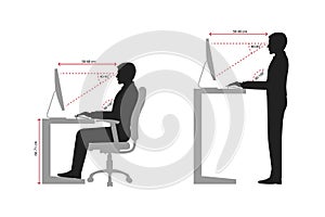 Ergonomics at workplace Black and White