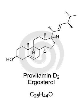 Ergosterol, a provitamin form of Vitamin D2, chemical structure