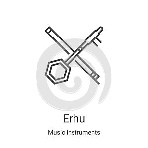 erhu icon vector from music instruments collection. Thin line erhu outline icon vector illustration. Linear symbol for use on web photo