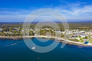 Erial view of Huskisson near Jervis Bay, NSW South Coast, Australia