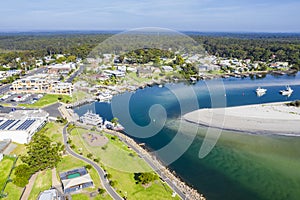 Erial view of Huskisson near Jervis Bay, NSW South Coast, Australia