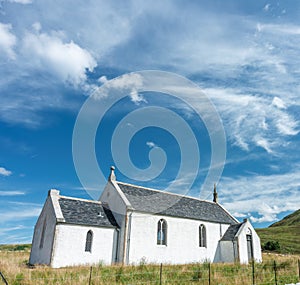 Eriboll Church,historic secluded landmark,surrounded by stone wall,Lairg,Sutherland,Northern Scotland,UK