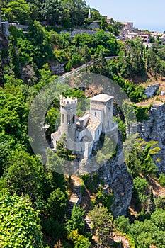 Erice, Sicily, Italy.  Torretta Pepoli high view photo