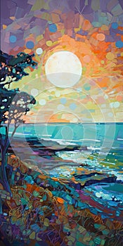 Erin Hanson\'s Estuary Painting Of A Starry Night Over The Sea Shore Plains