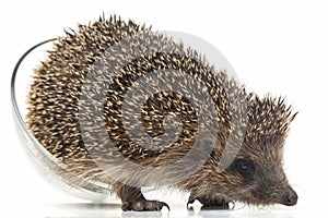 Erinaceus europaeus. Common European hedgehog on a white background