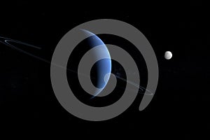 Eris, dwarf planet, and Neptune in the outer space. 3d render