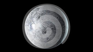 Eris dwarf planet in the outer space. 3D Rendering