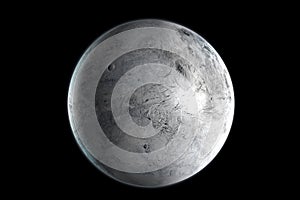 Eris dwarf planet in the outer space. 3D Rendering