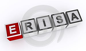 erisa Employee Retirement Income Security Act word block on white photo