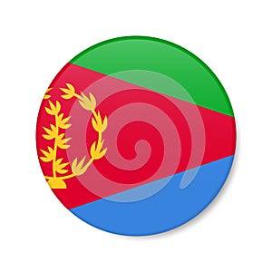 Eritrea circle button icon. Eritrean round badge flag. 3D realistic isolated vector illustration
