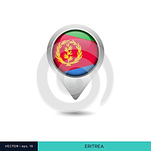 Eritrea flag map pin vector design template.