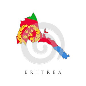Eritrea flag and outline of the country on a white background. Eritrea contry flag with high resolution vector